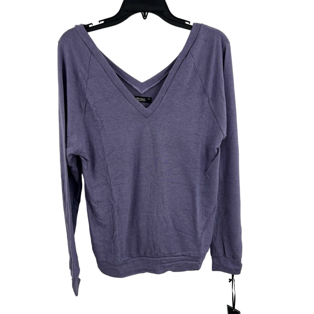 Michael Lauren Stan Double V Neck Pullover Purple XS‎ New